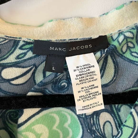 Marc By Marc Jacob Floral Cashmere-Wool Faded Seashell Embellished Cardigan - Picture 3 of 12
